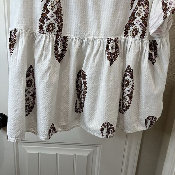 Knox Rose Paisley Embroidered Popover Peasant Top Tassels Boho Cottage Size M - Picture 8 of 10